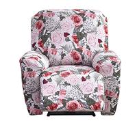 WJHDWYD Recliner Sofa Cover Stretch Cover for Lounge Chair 4 Pieces Stretch Cover for Recliner, Massage Chair(Flores de Verano)