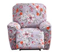 WJHDWYD Recliner Sofa Cover Stretch Cover for Lounge Chair 4 Pieces Stretch Cover for Recliner, Massage Chair(Flores Brillantes)