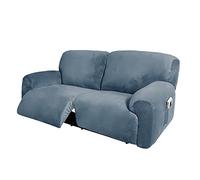 WJHDWYD Reclining Chair Covers, Extra Wide 190-254cm 2 Seater Reclining Sofa Cover, 6 Pieces Removable Stretch Velvet Reclining Chair Covers(Blu Pietra)