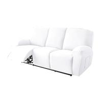 WJHDWYD Soft Stretch Recliner Chair Cover, Solid Color Non-Slip Sofa Cover with Side Pocket, Washable Furniture Protector for Recliner Chair(Blanc,3 places)