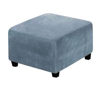 WJHDWYD Square Velvet Stretch Ottoman Cover Footstool Cover Square Folding Ottoman Cover with Elastic Bottom Sofa Protector for Living Room(Blu-c)