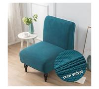 WJHDWYD Stretch Armless Chair Covers, 1 Seater Jacquard Armless Accent Armchair Cover Elastic Furniture Protector Removable Washable for Living Room Bedroom Hotel(Lac Bleu)