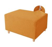 WJHDWYD Stretch Ottoman Cover, Rectangular Square Footstool Cover Jacquard Soft Ottoman Cover Non-Slip Washable Sofa Protector for Living Room(Arancia,Medio)