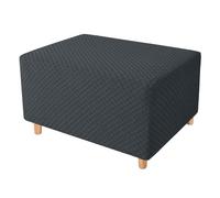 WJHDWYD Stretch Ottoman Cover, Rectangular Square Footstool Cover Jacquard Soft Ottoman Cover Non-Slip Washable Sofa Protector for Living Room(Grigio,Medio)