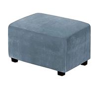 WJHDWYD Velvet Rectangular Ottoman Cover, Stretch Square Footstool Cover Foldable Soft Ottoman Cover Non-Slip Washable Sofa Protector for Living Room(Blu-c,X-Grande)