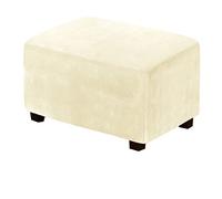 WJHDWYD Velvet Rectangular Pouf Cover Ottoman Slipcover S/M/L/XL Stretch Storage Footstool Cover Protective Cover for Sofa Footrest Stool(Beige Beige,M)