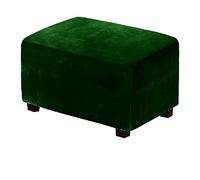 WJHDWYD Velvet Rectangular Pouf Cover Ottoman Slipcover S/M/L/XL Stretch Storage Footstool Cover Protective Cover for Sofa Footrest Stool(Dark Green,XL)