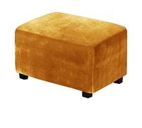 WJHDWYD Velvet Rectangular Pouf Cover Ottoman Slipcover S/M/L/XL Stretch Storage Footstool Cover Protective Cover for Sofa Footrest Stool(Camel,M)