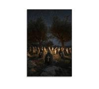 WJHJZQYY A Circle of Knights Rest Beneath Olive Trees, Each Cross on Their Chest Glowing Faintly As They Sleep Under Stars. Decorative Wall Mural Modern Hanging Art Poster12x18inch(30x45cm)