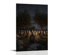 WJHJZQYY A Circle of Knights Rest Beneath Olive Trees, Each Cross on Their Chest Glowing Faintly As They Sleep Under Stars. Decorative Wall Mural Modern Hanging Art Poster12x18inch(30x45cm)
