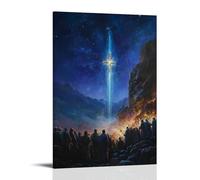 WJHJZQYY A Cross-shaped Comet Streaks Across The Sky As Pilgrims Gather Beneath, Their Faces Lit with Awe. Decorative Wall Mural Modern Hanging Art Poster08x12inch(20x30cm)