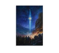 WJHJZQYY A Cross-shaped Comet Streaks Across The Sky As Pilgrims Gather Beneath, Their Faces Lit with Awe. Decorative Wall Mural Modern Hanging Art Poster20x30inch(50x75cm)