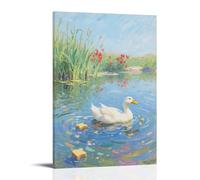 WJHJZQYY A Domestic Duck in The Water, Chasing Floating Bread Crumbs Decorative Wall Mural Modern Hanging Art Poster24x36inch(60x90cm)