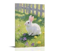WJHJZQYY A Domestic Rabbit on The Grass, Perking Up Its Ears to Listen to Distant Sounds Decorative Wall Mural Modern Hanging Art Poster24x36inch(60x90cm)