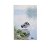 WJHJZQYY A Duck on The Shore, Tucking Its Head Under Its Wing to Sleep Decorative Wall Mural Modern Hanging Art Poster20x30inch(50x75cm)