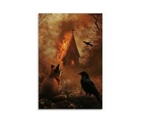 WJHJZQYY A Fox And A Crow Watch A Chapel Burn from The Trees, Unmoving, Almost Holy. Decorative Wall Mural Modern Hanging Art Poster08x12inch(20x30cm)
