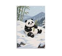 WJHJZQYY A Giant Panda Rolling in The Snow, Body Covered with Snow Decorative Wall Mural Modern Hanging Art Poster08x12inch(20x30cm)