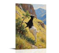 WJHJZQYY A Goat on The Hillside, Eating Leaves from High Shrubs Decorative Wall Mural Modern Hanging Art Poster24x36inch(60x90cm)