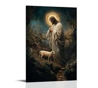 WJHJZQYY A Halo Forms Around Jesus As He Passes Into A Thorny Forest, Shielding The Lamb with His Robe. Decorative Wall Mural Modern Hanging Art Poster16x24inch(40x60cm)