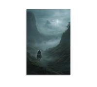 WJHJZQYY A Holy Knight Rides through Fog-covered Hills, Guided Only by A Faint Cross of Light Shining Above The Valley. Decorative Wall Mural Modern Hanging Art Poster20x30inch(50x75cm)