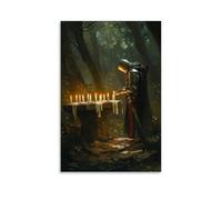WJHJZQYY A Knight Lights Candles at A Forest Shrine, Each Flame Carrying The Name of Someone He Could Not Save. Decorative Wall Mural Modern Hanging Art Poster08x12inch(20x30cm)