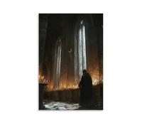 WJHJZQYY A Knight Lights Candles in A Ruined Monastery, Each Flame Casting Shadows Shaped Like Angels on The Cold Walls. Decorative Wall Mural Modern Hanging Art Poster08x12inch(20x30cm)