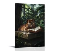 WJHJZQYY A Panther Lies Across A Stone Altar Deep in The Jungle, Eyes Fixed on An Open Book of Genesis. Decorative Wall Mural Modern Hanging Art Poster20x30inch(50x75cm)