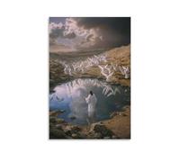 WJHJZQYY A Pool in The Desert Reflects Jesus Surrounded by Angels Only Visible in The Mirrored World. Decorative Wall Mural Modern Hanging Art Poster08x12inch(20x30cm)