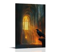 WJHJZQYY A Raven Watches from A Cathedral Spire As Sunrise Spills Gold Into The Nave Like A Slow, Holy Flood. Decorative Wall Mural Modern Hanging Art Poster20x30inch(50x75cm)