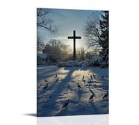 WJHJZQYY A Snow-Covered Cross Casts A Long Shadow on Christmas Morning While Doves Circle The Steeple Decorative Wall Mural Modern Hanging Art Poster20x30inch(50x75cm)