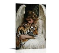 WJHJZQYY A Tiger Lies Beneath The Angel’s Wings, Its Breathing Slowed by The Hymn Echoing from Her Heart. Decorative Wall Mural Modern Hanging Art Poster12x18inch(30x45cm)