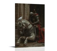 WJHJZQYY A Tired Warhorse Rests in A Chapel Courtyard As Its Rider Prays Alone Beside A Dove Perched on His Blade. Decorative Wall Mural Modern Hanging Art Poster16x24inch(40x60cm)