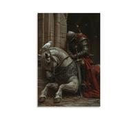 WJHJZQYY A Tired Warhorse Rests in A Chapel Courtyard As Its Rider Prays Alone Beside A Dove Perched on His Blade. Decorative Wall Mural Modern Hanging Art Poster24x36inch(60x90cm)