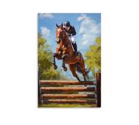 WJHJZQYY Animal Oil Painting of A Horse Galloping through Obstacle Courses in A Time Trial Event. Decorative Wall Mural Modern Hanging Art Poster08x12inch(20x30cm)