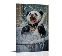 WJHJZQYY Animal Oil Painting of A Panda Splashing Soapy Water Everywhere While Laughing in A Marble Bathtub. Decorative Wall Mural Modern Hanging Art Poster20x30inch(50x75cm)