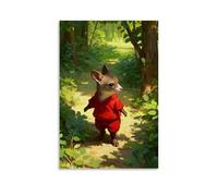 WJHJZQYY Animal Poster of An Image of A Cat Walking in Red Clothes Decorative Wall Mural Modern Hanging Art Poster20x30inch(50x75cm)