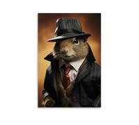WJHJZQYY Animal Posters in Clothes with Ties Wearing Jackets And Hats Decorative Wall Mural Modern Hanging Art Poster24x36inch(60x90cm)
