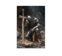 WJHJZQYY Armor of Faith - The Knight Kneeling Before The Eternal Cross Decorative Wall Mural Modern Hanging Art Poster20x30inch(50x75cm)