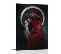 WJHJZQYY Beneath The Crescent Moon, Mary Places A Crown of Thorns on Her Own Head to Share The Suffering. Decorative Wall Mural Modern Hanging Art Poster08x12inch(20x30cm)