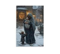 WJHJZQYY Beneath The Falling Snow, Mary Lifts Her Robe to Cover An Abandoned Infant, Warming The Child As Angels Look On. Decorative Wall Mural Modern Hanging Art Poster20x30inch(50x75cm)