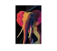 WJHJZQYY Colorful Lines Forming A Minimalist Elephant on Solid Background, Flowing in Abstract Geometry. Decorative Wall Mural Modern Hanging Art Poster24x36inch(60x90cm)