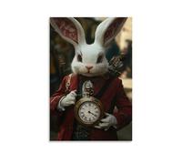 WJHJZQYY Detective White Rabbit And The Pocket Watch Mystery Decorative Wall Mural Modern Hanging Art Poster12x18inch(30x45cm)