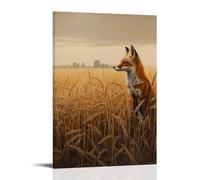 WJHJZQYY Dutch Golden Age Masterpiece of A Red Fox Pausing Mid-Hunt in A Golden Wheat Field at Dusk Decorative Wall Mural Modern Hanging Art Poster24x36inch(60x90cm)