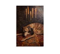 WJHJZQYY Dutch Golden Age Rendering of A Greyhound Resting on A Persian Rug, Its Muscles Defined by Candlelight Decorative Wall Mural Modern Hanging Art Poster16x24inch(40x60cm)