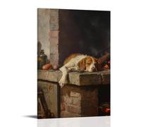 WJHJZQYY Dutch Golden Age Still Life of An Old Hound Sleeping by A Rustic Hearth, Its Paws Twitching in Dreams Decorative Wall Mural Modern Hanging Art Poster24x36inch(60x90cm)