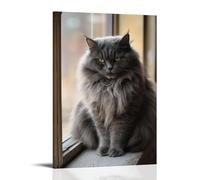 WJHJZQYY Fluffy Cat on Sunny Windowsill, Soft Focus, Warm Lighting Decorative Wall Mural Modern Hanging Art Poster20x30inch(50x75cm)
