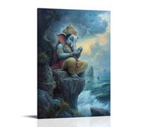 WJHJZQYY Ganesha Appears at The Edge of A Dream, Inviting The Dreamer Forward with A Silent Gesture of Joy. Decorative Wall Mural Modern Hanging Art Poster12x18inch(30x45cm)