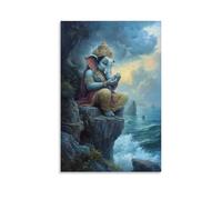 WJHJZQYY Ganesha Appears at The Edge of A Dream, Inviting The Dreamer Forward with A Silent Gesture of Joy. Decorative Wall Mural Modern Hanging Art Poster16x24inch(40x60cm)