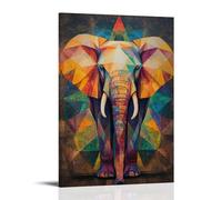 WJHJZQYY Geometric Elephant Silhouette Elegantly Defined by Softly Flowing Colorful Lines on Pure Canvas. Decorative Wall Mural Modern Hanging Art Poster12x18inch(30x45cm)