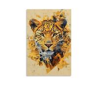 WJHJZQYY Geometric Leopard Portrait Elegantly Emerging from Gentle Abstract Patterns on Solid Background. Decorative Wall Mural Modern Hanging Art Poster20x30inch(50x75cm)